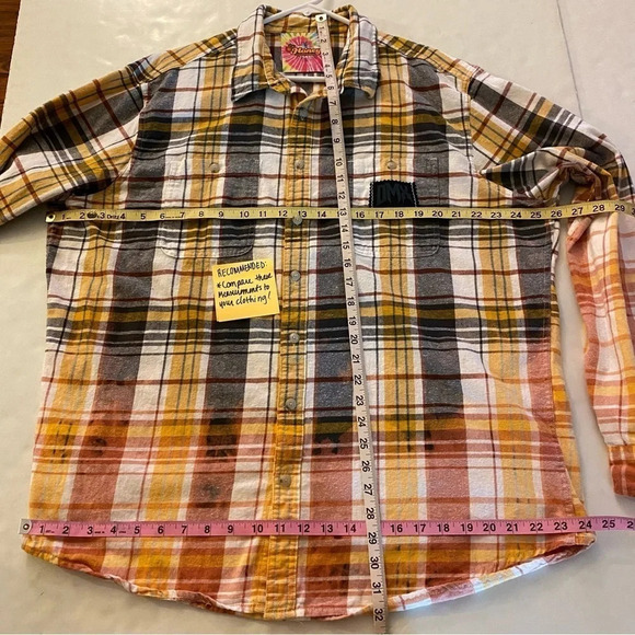 DMX Flannel Shirt Mens XL XXL Unisex Handmade Reworked Bleached Plaid Rare - Picture 10 of 14